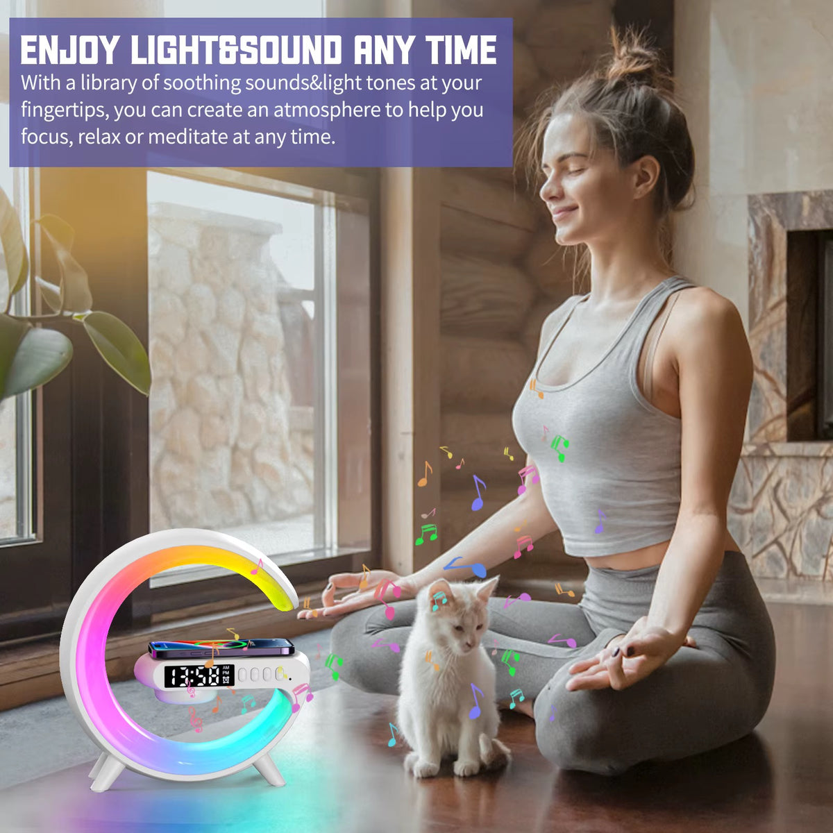Smart Lamp, Alarm Clock – Wake-Up Light, Bluetooth Speaker & Wireless Charger