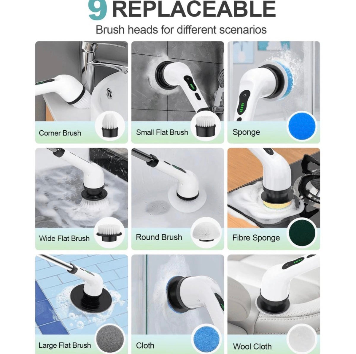 9-in-1 cordless Electric Spin Scrubber