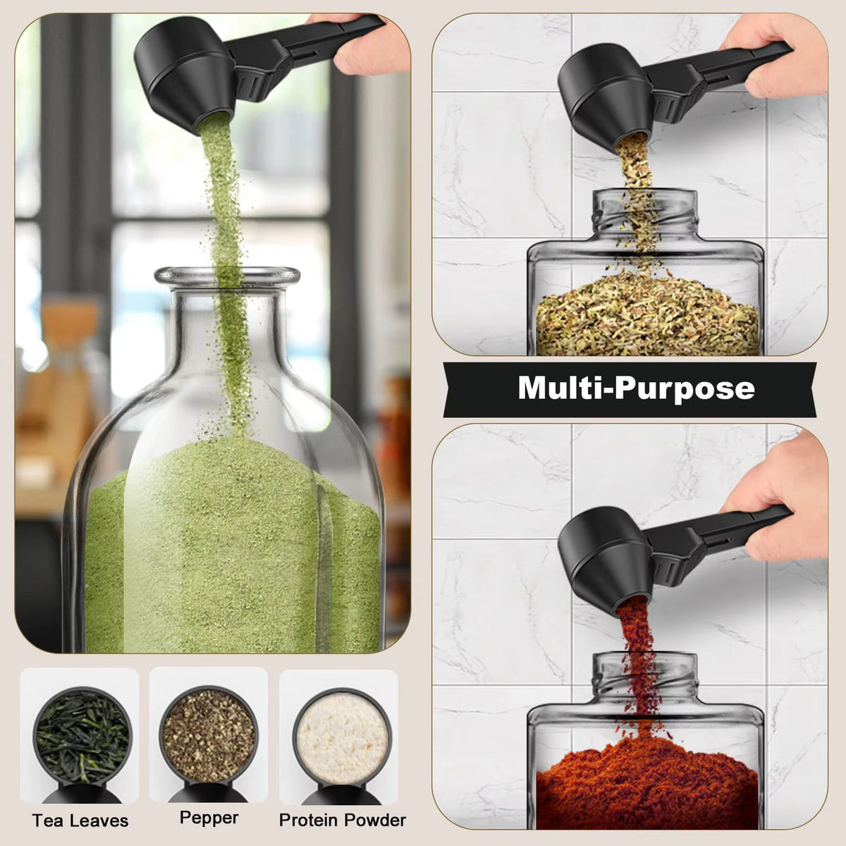Coffee scoop with funnel